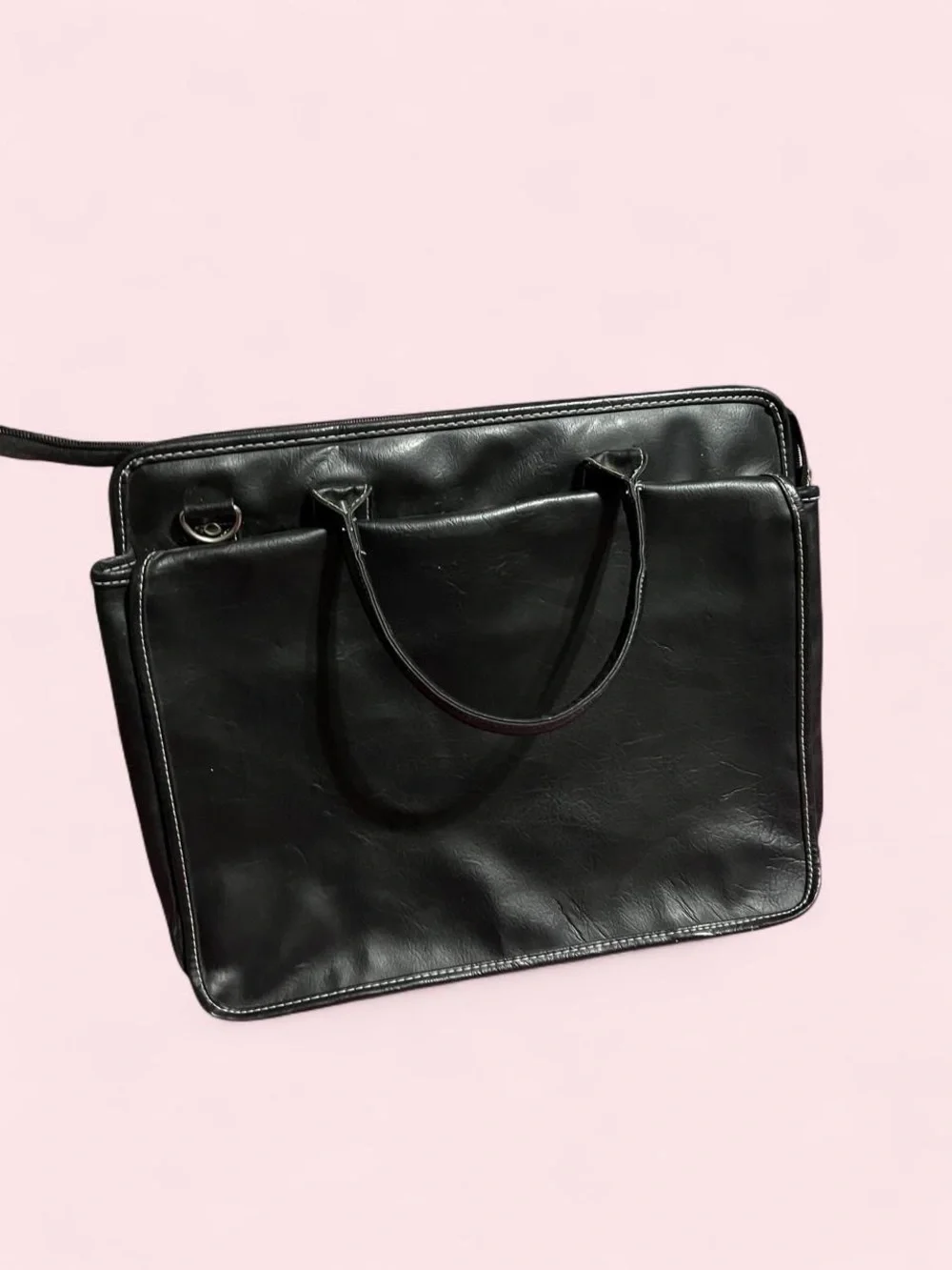 Black Leather Top-Handle Women's Bag - Classic Chic